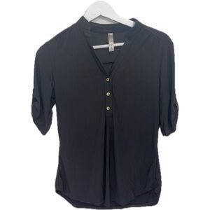 PerSeption Concept Black Blouse with Button Detail